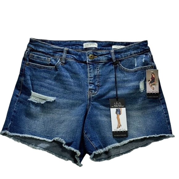 Sofia Jeans by Sofia Vergara Lila Easy Short High Low Hem Medium Wash Denim - Picture 1 of 6